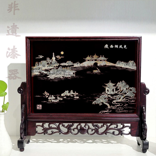 扬州漆器屏风插屏台屏摆件平磨螺钿工艺扬州特色旅游外事商务礼品 - 图0
