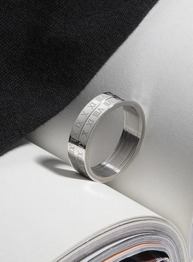 罗马数字钛钢戒指可旋转