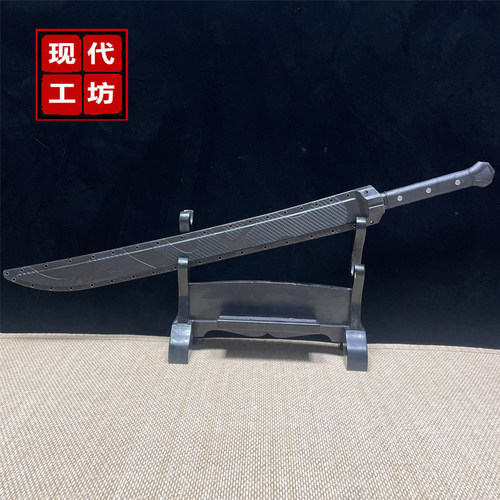 战术雁翎刀一体龙骨轨道钢冷兵器收藏未开刃适用于动漫武术锻炼 - 图3