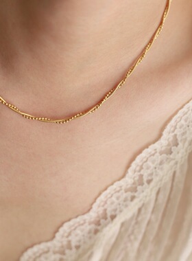 镀金简约锁骨链缠绕麻花链