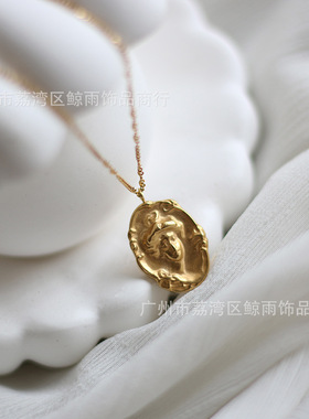 人像哑光立体贵妇火漆镀金项链