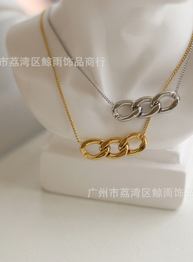 欧美简约链条项链小巧学生款镀金