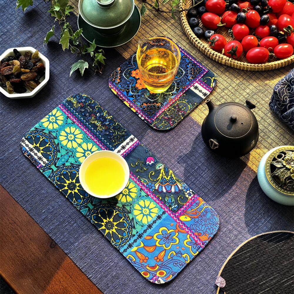 引之棉麻加厚印花茶席布艺桌旗吸水茶布茶杯垫禅意中式复古民族风,淘宝优惠券,粉丝福利购,淘宝优惠卷