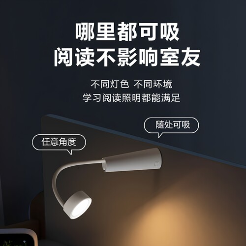小台灯学习阅读宿舍灯卧室床头学生看书灯充电迷你便携手电筒夜灯 - 图2