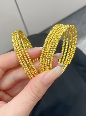 古法传承999足金包银蹦迪珠手镯