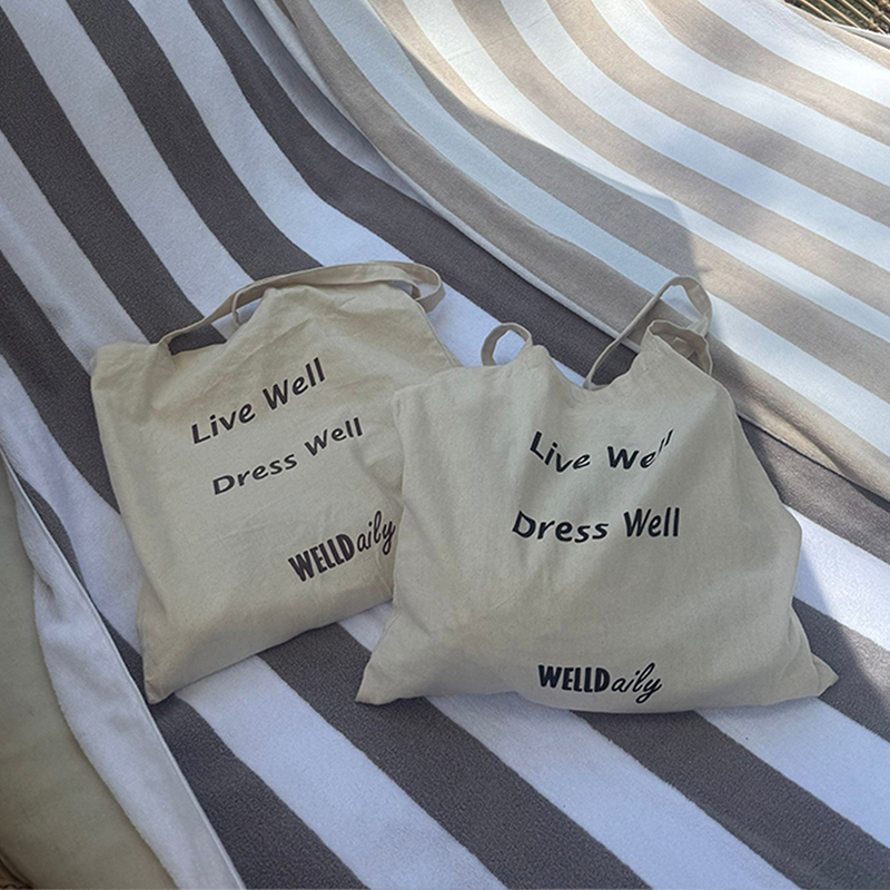 WellD 100%棉  简约字母大容量帆布包 时髦休闲购物单肩包,淘宝优惠券,粉丝福利购,淘宝优惠卷