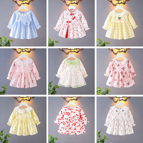 婴儿长袖连衣裙春秋新款女宝宝裙子春夏装0-1-2-3岁衣服纯棉薄款4 - 图1