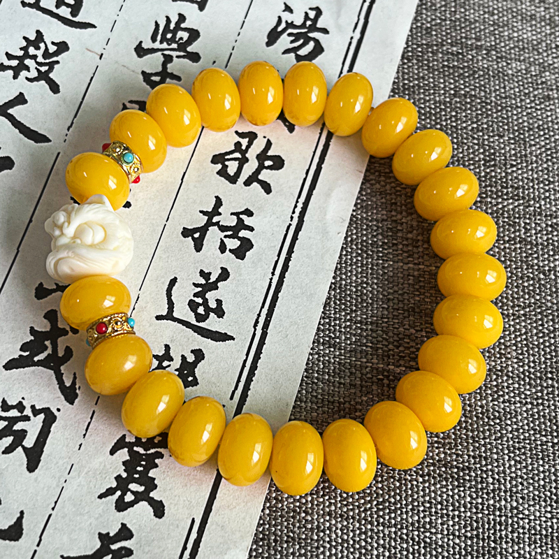 凉橘醒狮象牙果菩提根手串算盘绕指柔文玩男女佛珠念珠盘玩菩提子 - 图3