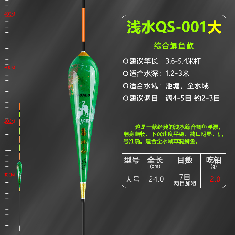 华鹭高灵敏鱼飘冬钓鱼用品轻口鲫鱼浮漂正品纳米小鱼漂黑坑浅水漂 - 图3