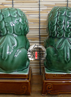 狮子绿釉淄博陶瓷动物