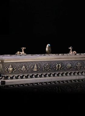 藏式香炉供奉家用供佛室内线香炉卧式铜色香炉供奉 香盒卧香炉