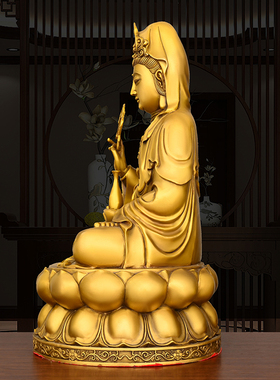 纯黄铜观音菩萨摆件柳枝净瓶