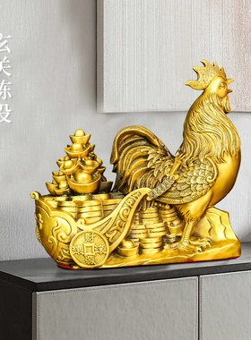 黄铜大号鸡摆件大吉大利