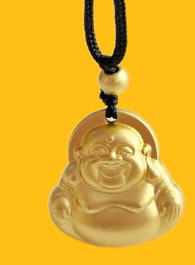沙金弥勒佛吊坠笑口常开福字挂件