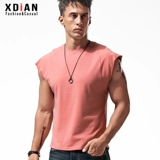 Мужская футболка без рукавов, хлопковый жилет, спортивная баскетбольная летняя майка для спортзала, ассиметричный крой