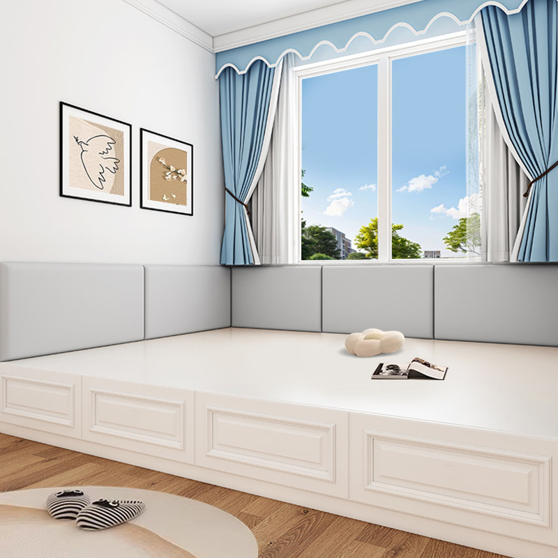 定制榻榻米软包墙围自粘贴儿童房无床头靠垫改造防撞床边护墙靠背,淘宝优惠券,粉丝福利购,淘宝优惠卷