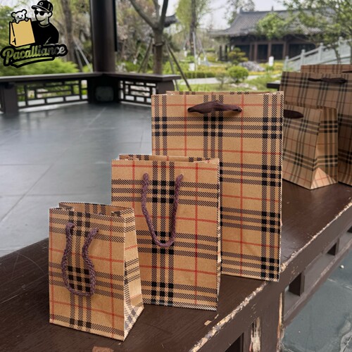 牛皮纸袋服装店手提袋高端礼品袋购物袋女装店包装袋子布格纸袋 - 图3