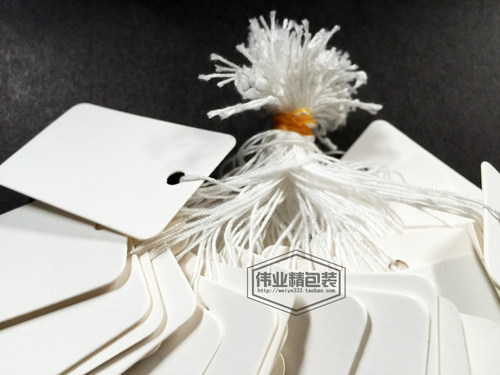 纯白小吊牌饰品标签95-100个/4.5元 带绳子白卡纸可定制LOGO - 图1