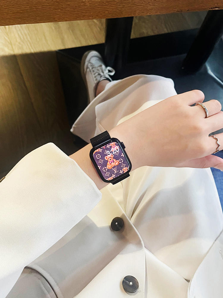 【官网款】适用苹果s8手表米兰尼斯表带iwatch7代男女新款腕带applewatch6/5/4/se金属磁吸透气45/41mm夏天潮 - 图1