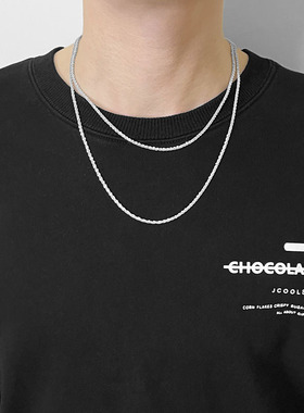 波光粼粼不掉色钛钢锁骨项链素链