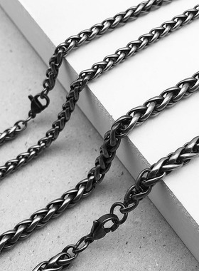古银色不锈钢龙骨链做旧高级感
