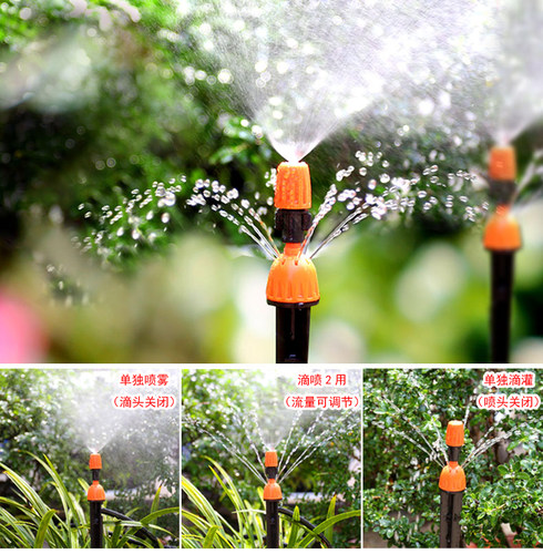农用大棚滴灌种菜家用浇花小红帽微喷头雾化可调地插一体喷头盆栽 - 图1