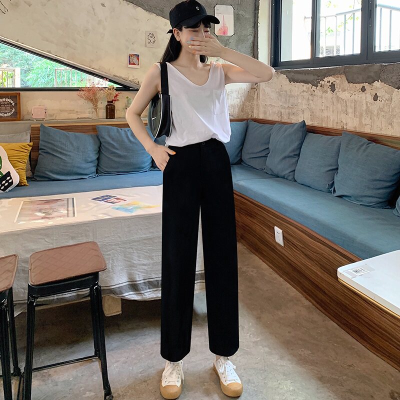 直筒宽松九分夏季垂感显瘦西装裤 小小小李家休闲裤