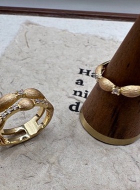 欧美复中古925纯银戒指拉丝轻奢小众高端级设计感气质名媛镶钻女