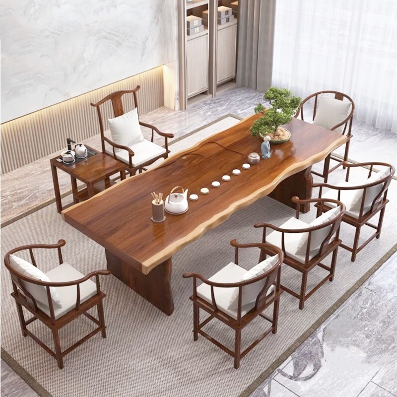 大板茶几家用新中式办公室泡茶桌椅组合茶室会客接待功夫实木茶桌,淘宝优惠券,粉丝福利购,淘宝优惠卷