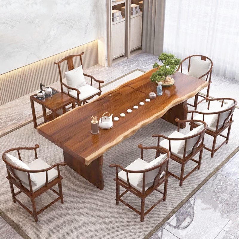 大板茶几家用新中式办公室泡茶桌椅组合茶室会客接待功夫实木茶桌,淘宝优惠券,粉丝福利购,淘宝优惠卷