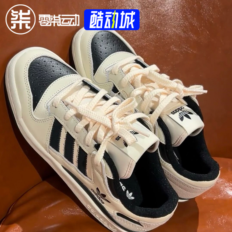 adidas阿迪达斯三叶草FORUM LOW熊猫奶白黑男女复古休闲鞋IG3901 - 图2