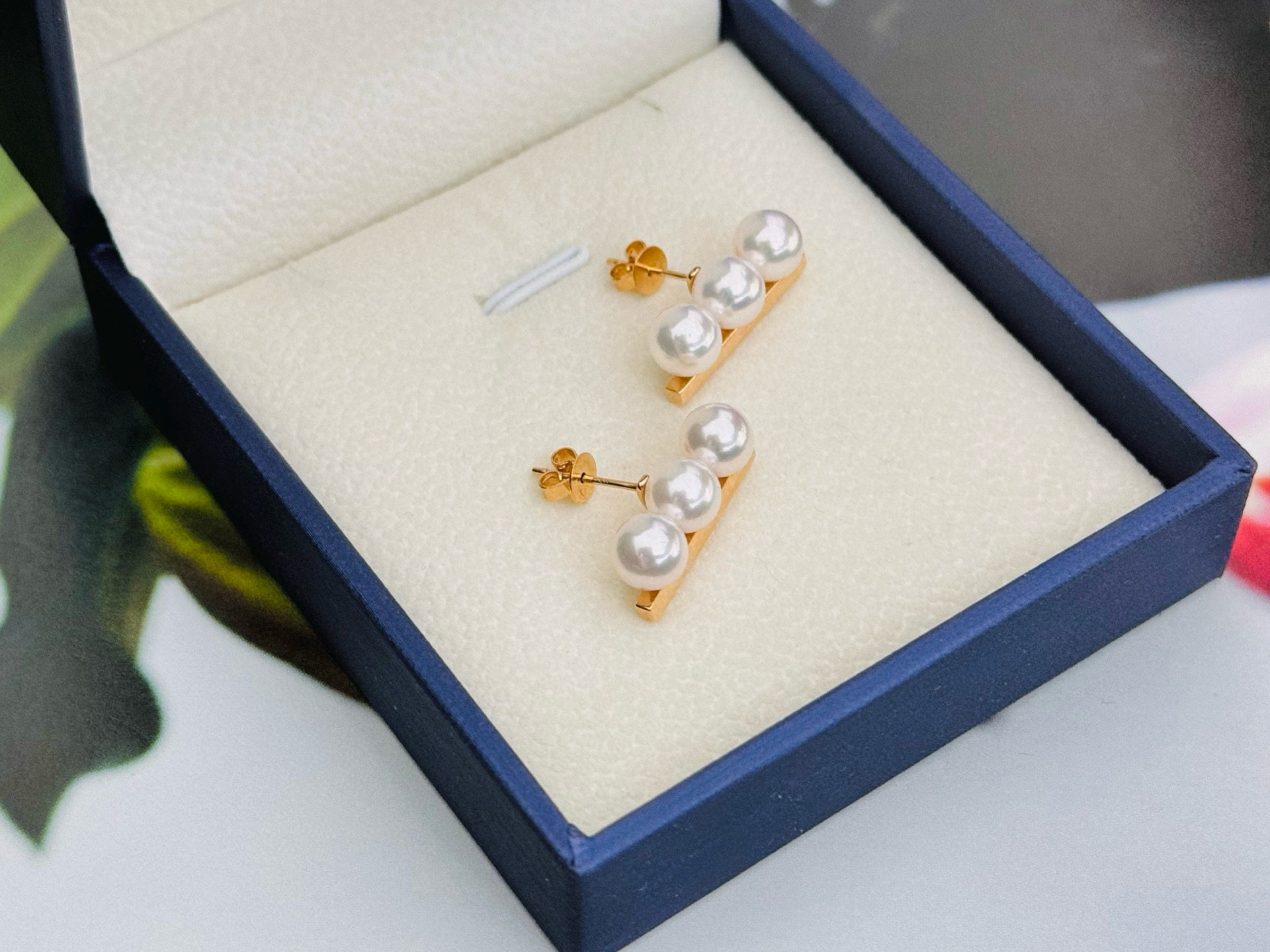 平衡款耳钉，加厚18K玫瑰金，正圆无瑕akoya5-6mm,淘宝优惠券,粉丝福利购,淘宝优惠卷