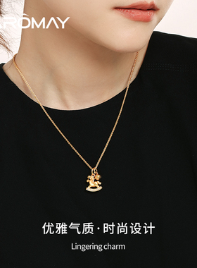 卡洛美木马铃铛项链女小众设计感本命年礼物送女友锁骨链百搭颈链