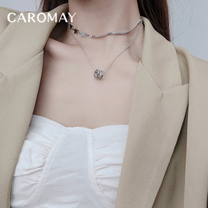 CAROMAY星星圆环项链女ins网红小众设计双层锁骨链个性简约颈链