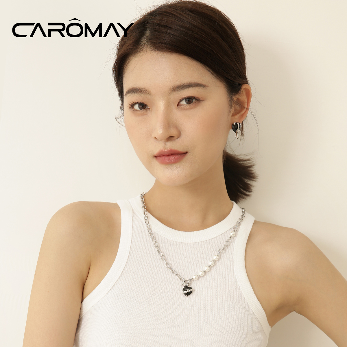 设计师款摇滚宝石爱心拼接项链女欧美时尚高级感轻奢颈链 CAROMAY 设计师款摇滚宝石爱心拼接项链女欧美时尚高级感轻奢颈链 CAROMAY