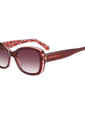 代购kate spade女士太阳镜红色塑料材质全框矩形日常出行户外活