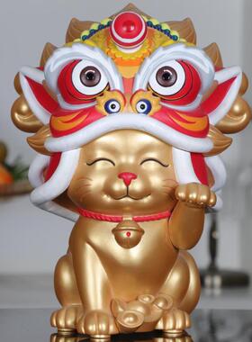 国潮醒狮舞狮招财猫摆件开业前台收银台家居客厅送礼物发财猫装饰