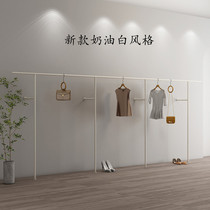 Brief About Men And Women Clothing Store Show Cream White Upper Wall Hanging Clothes Pole Floor Display Racks Special Shelving