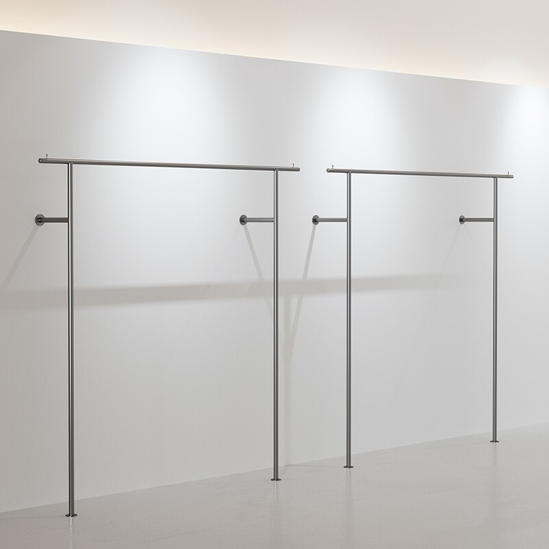 服装店衣架子展示架挂衣架男女装店不锈钢简约陈列货架上墙壁挂架 - 图3