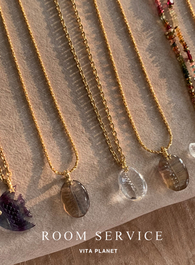 法国ROOM SERVICE天然半宝石吊坠法式彩色串珠长项链叠戴锁骨链女