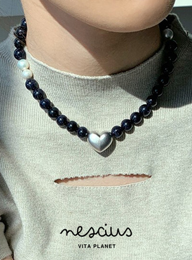 Vita Planet买手店 nescius天然石纯银爱心珍珠串珠项链锁骨链女