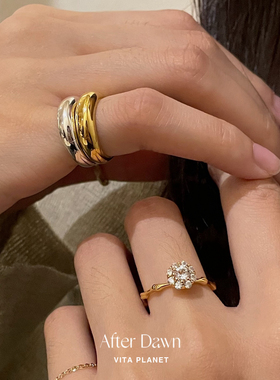 韩国AfterDawn纯银花花戒指