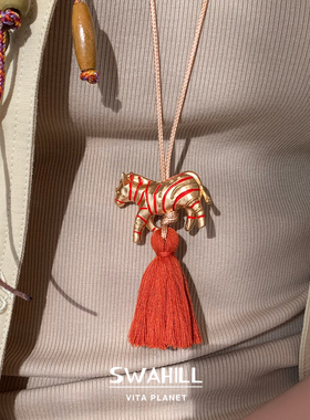 SWAHILL斯瓦山丘 大斑马流苏长项链复古民族风原创设计小众毛衣链