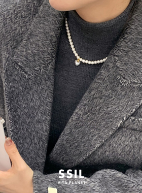 韩国SSIL小众气质爱心珍珠项链
