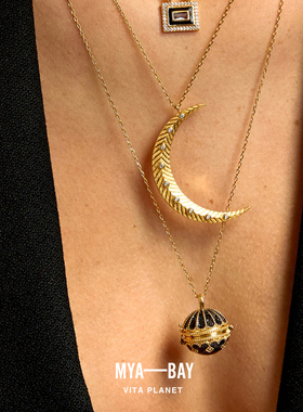比利时MYABAY珐琅圆球镀金项链