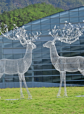 铁艺落地摆件户外防雨耐晒鹿雕塑