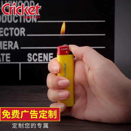 Cricket进口品牌广告印刷防爆滑轮一次性草蜢砂轮打火机定制 - 图0