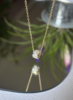 出口品牌18k真金七层电镀+5A冰晶锆石微镶高级轻奢满钻转运轮项链