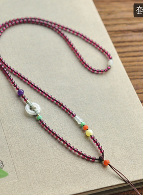 秦皇翡翠纯天然石榴石毛衣链项链