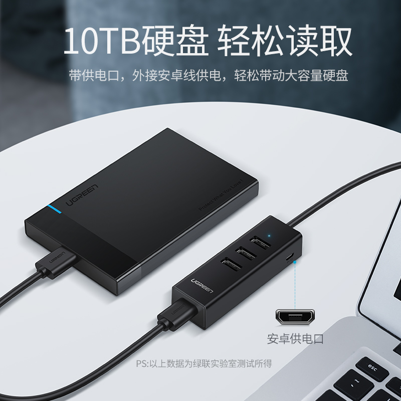 UGREEN绿联usb2.0扩展器多口集分线u盘带供电hub笔记本台式机电脑 - 图1